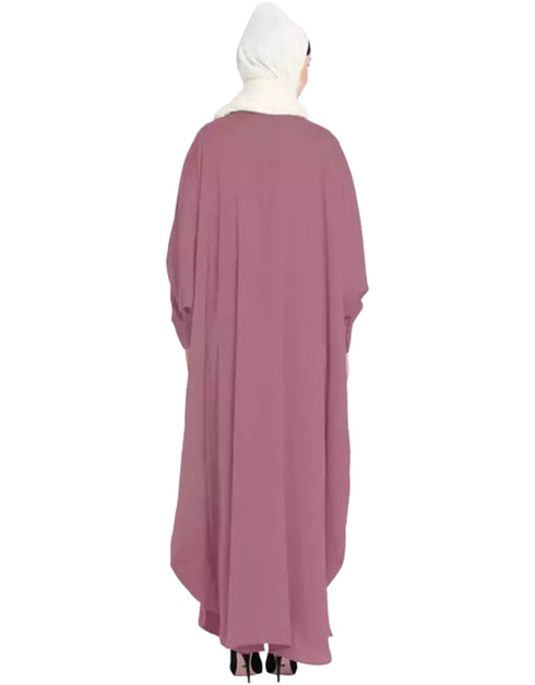 Arabic Front open and cuff with self button butterfly Kaftan In the Shade of Mouve Pink